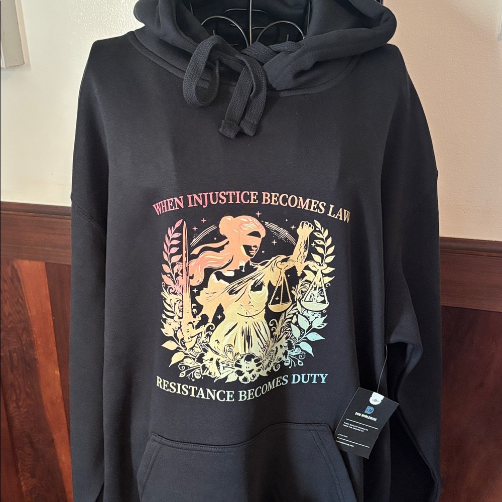 Black Graphic Hoodie with Slogan - Picture 3 of 4